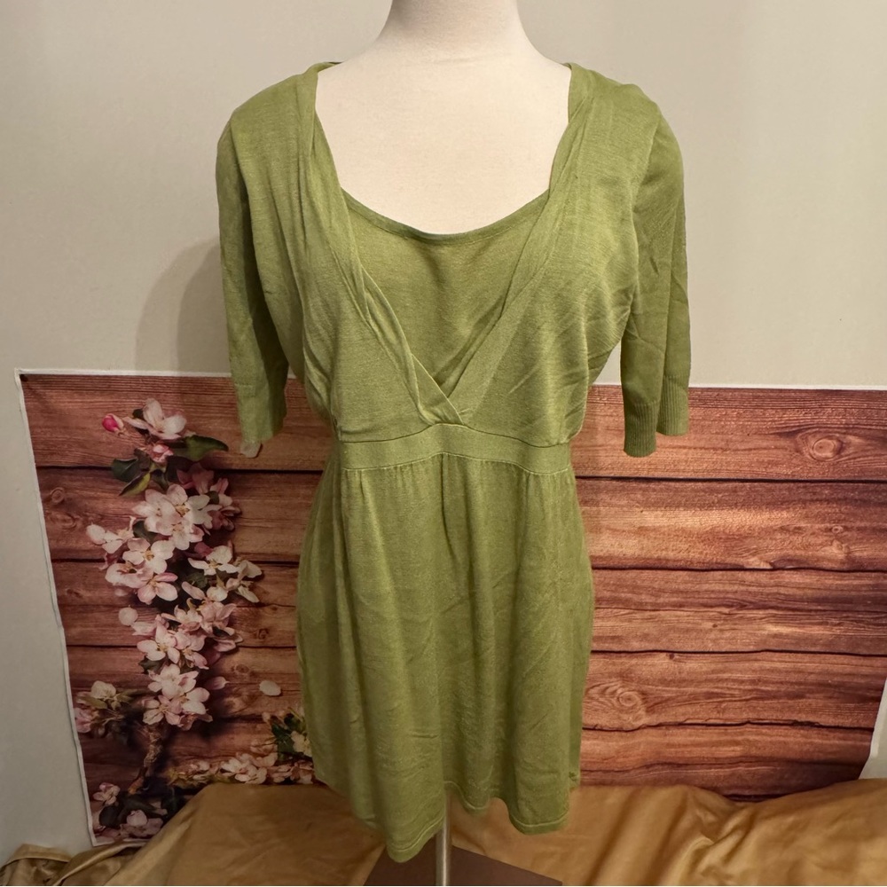 Sweaterworks Silk Blend Green Wrap Style Tunic Blouse NWT | Size L | Belted